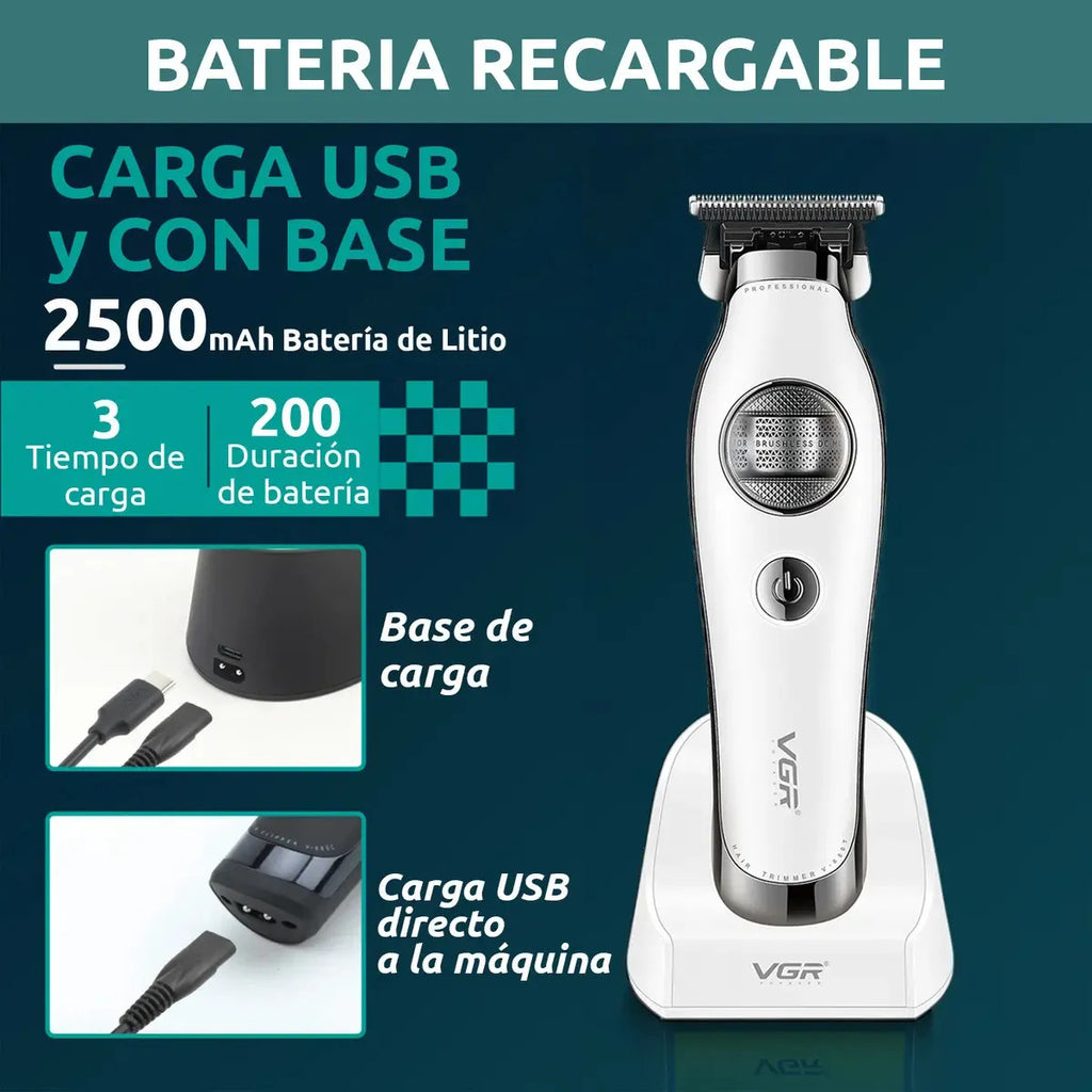 Maquina Corta Pelo Vgr V-880t Bldc 7200rpm Trimmer Patillera