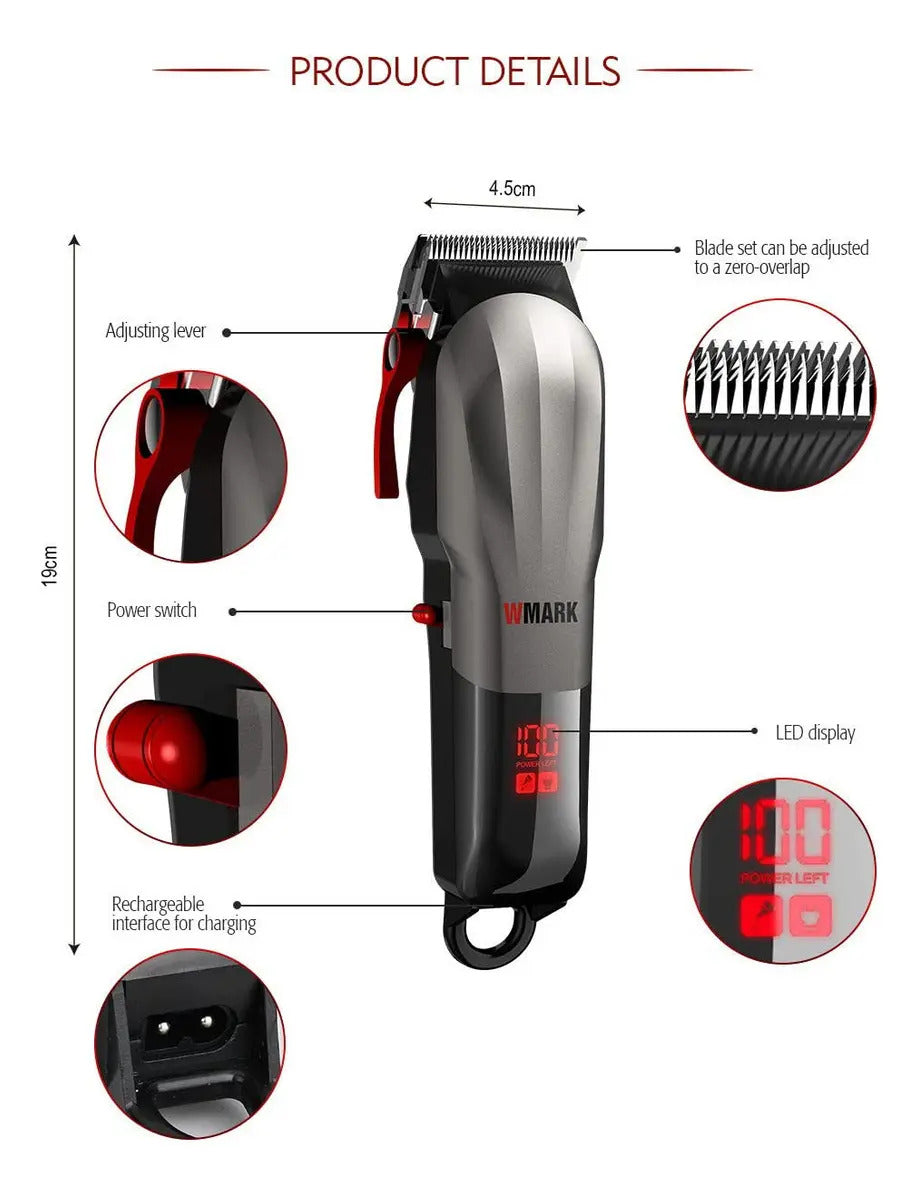 Máquina Profesional Wmark NG-115 | Cortapelo Recargable con Cuchilla 440C