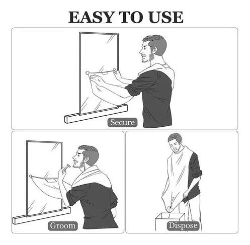 Capa Delantal para Afeitado de Barba con Sujeción al Espejo - Impermeable