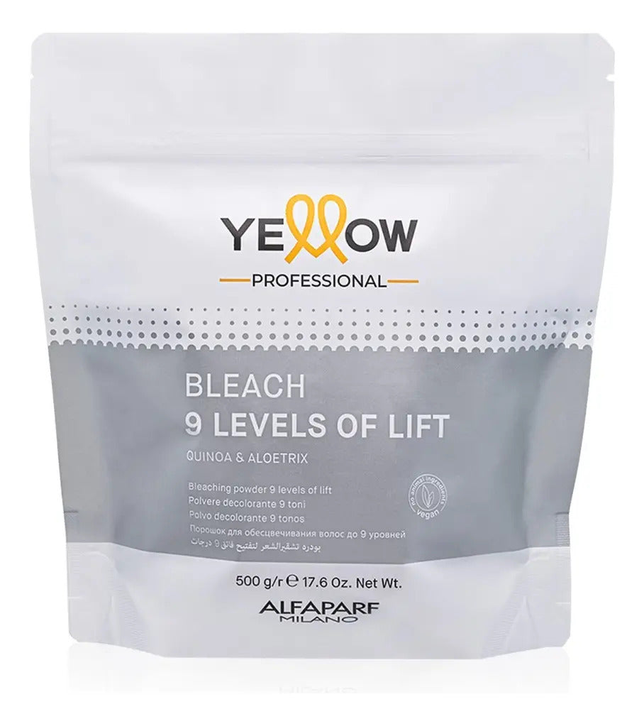 Polvo Decolorante Yellow Alfaparf 500g - Aclara 9 Tonos con Quinoa y Aloe