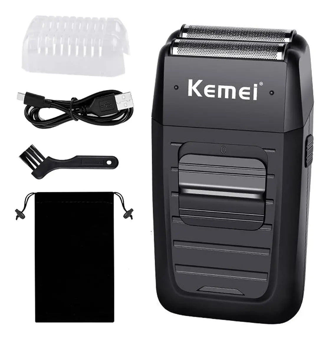 Kit de Barbería Profesional Kemei: Clipper 1990 + Afeitadora 1102 + Trimmer 1971