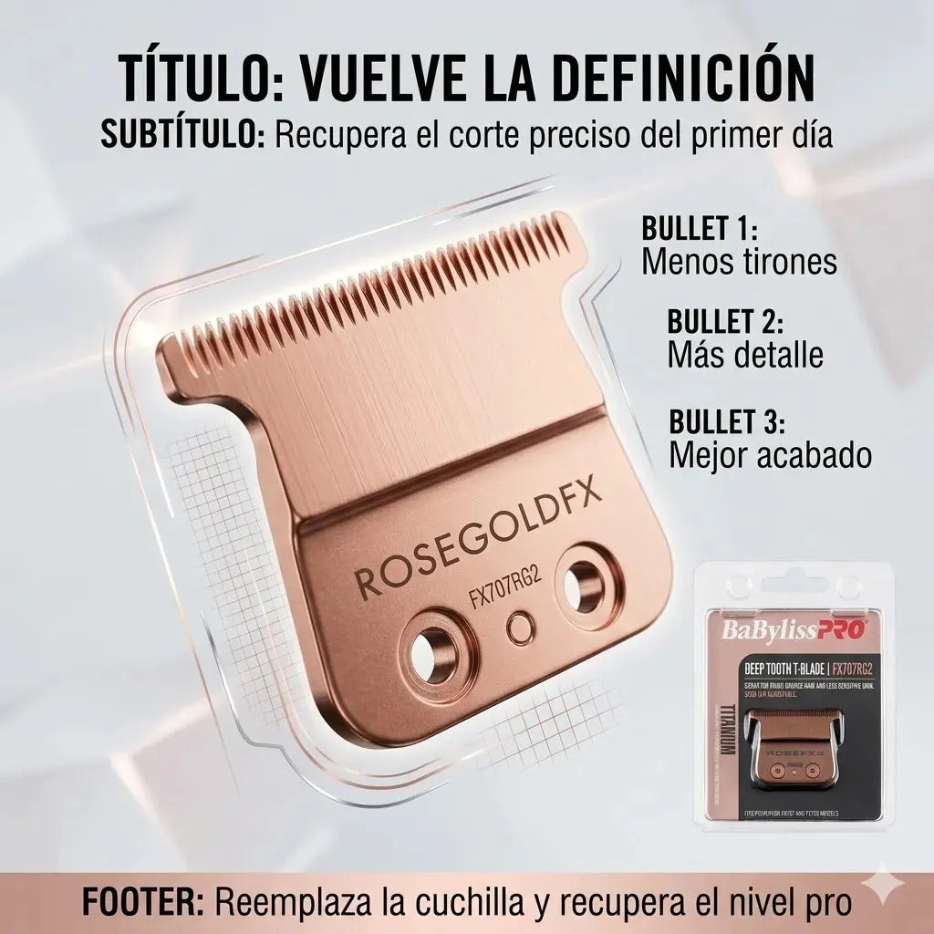 Repuesto Cuchilla Babyliss Pro Rose Gold Deep Tooth Fx707rg2