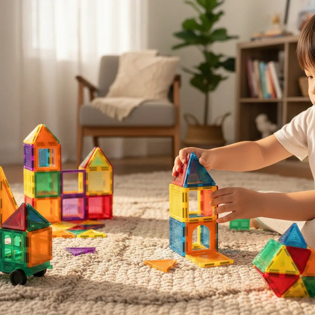 Magnetic Tiles Juego Magnético 52 Piezas – Bloques de Construcción Didácticos