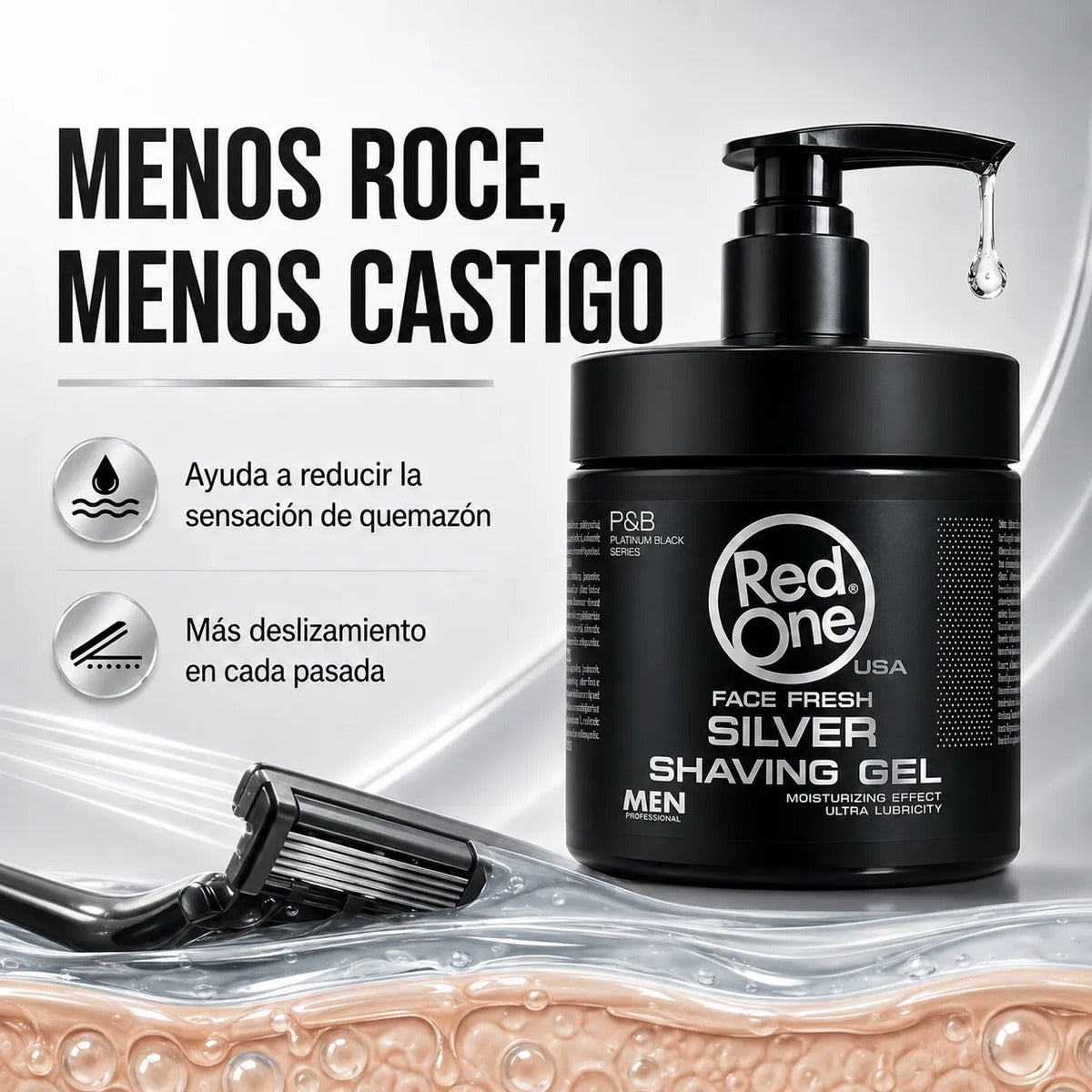 Gel Afeitar Red One Silver Hidratante  Piel Sensible 100ml