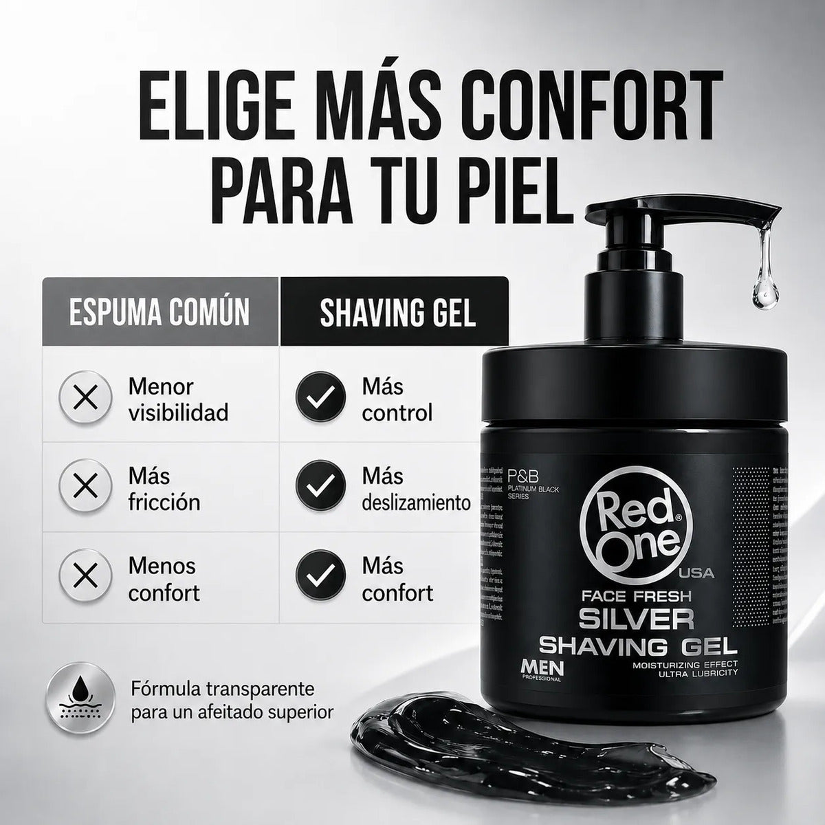 Gel Afeitar Red One Silver Hidratante  Piel Sensible 100ml