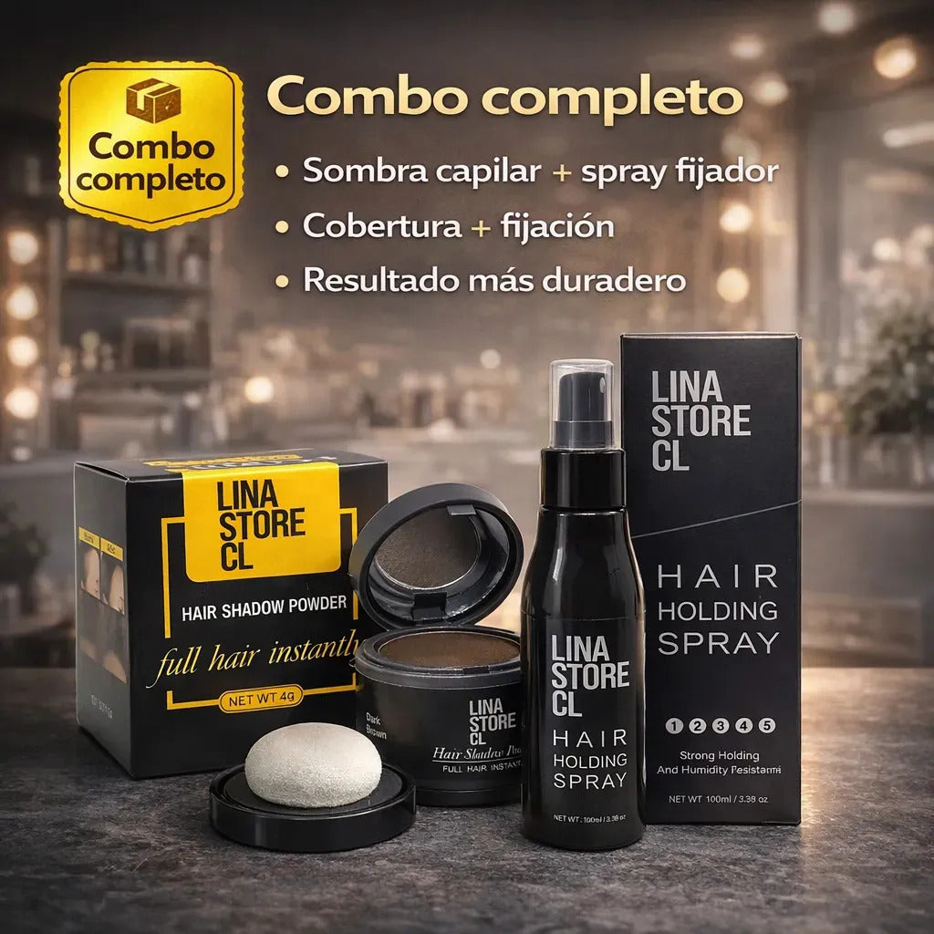 Polvo Capilar De Cabello Efecto Castaño + Fijadora Capilar