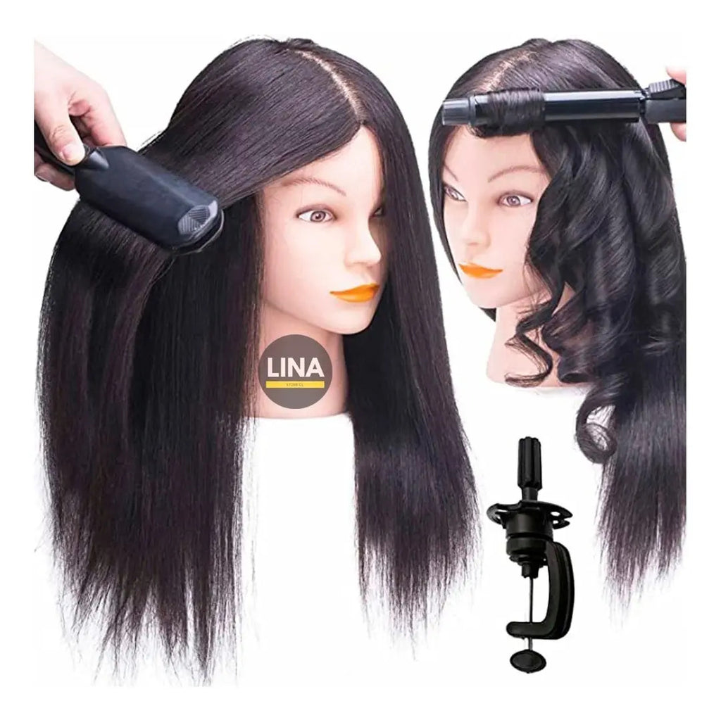 Cabeza Técnica Profesional 80/20 para Práctica de Peluquería - 60cm con Soporte