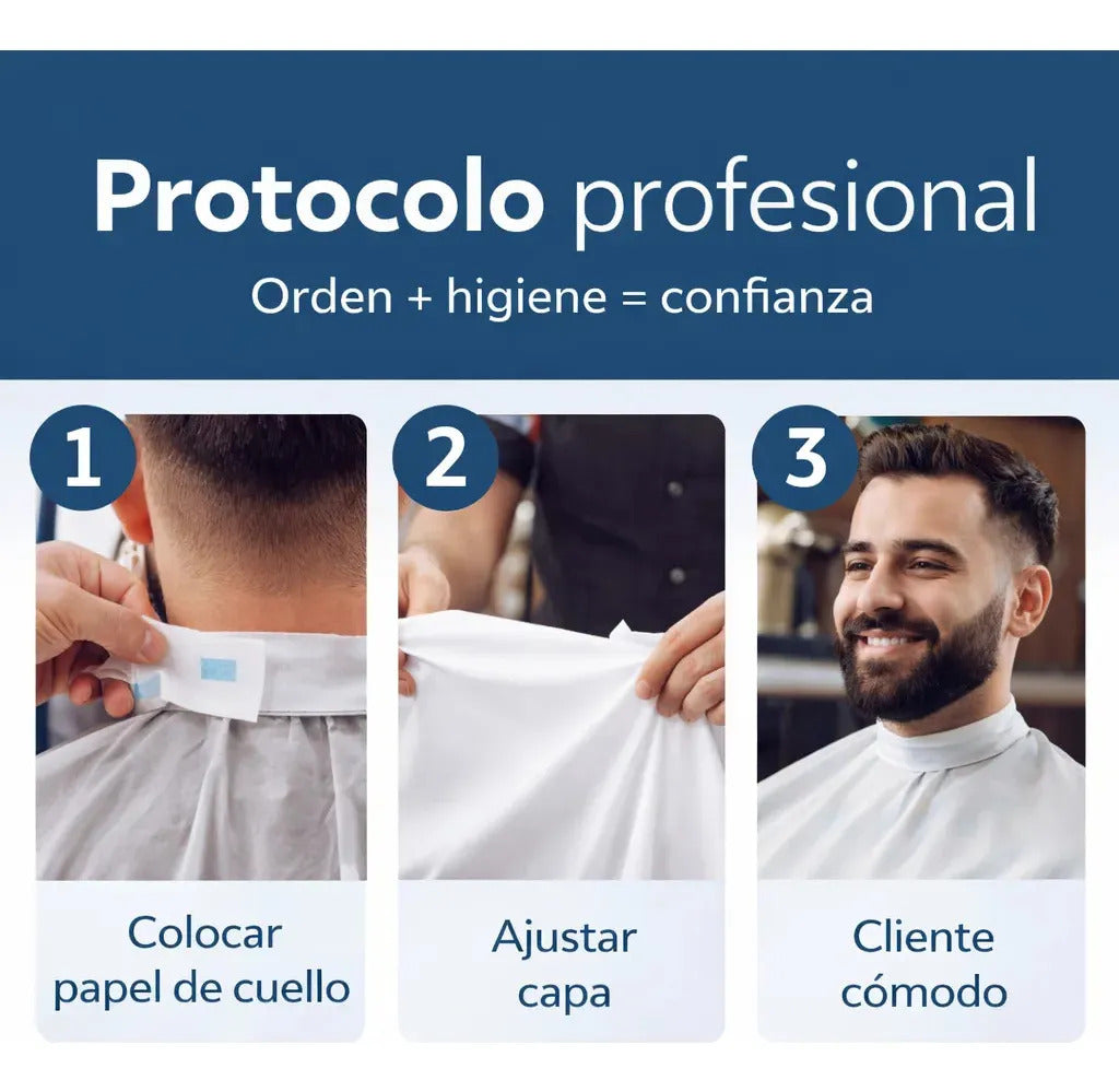 Papel De Cuello Barbería Higiene Profesional Adhesivo 5 Unid