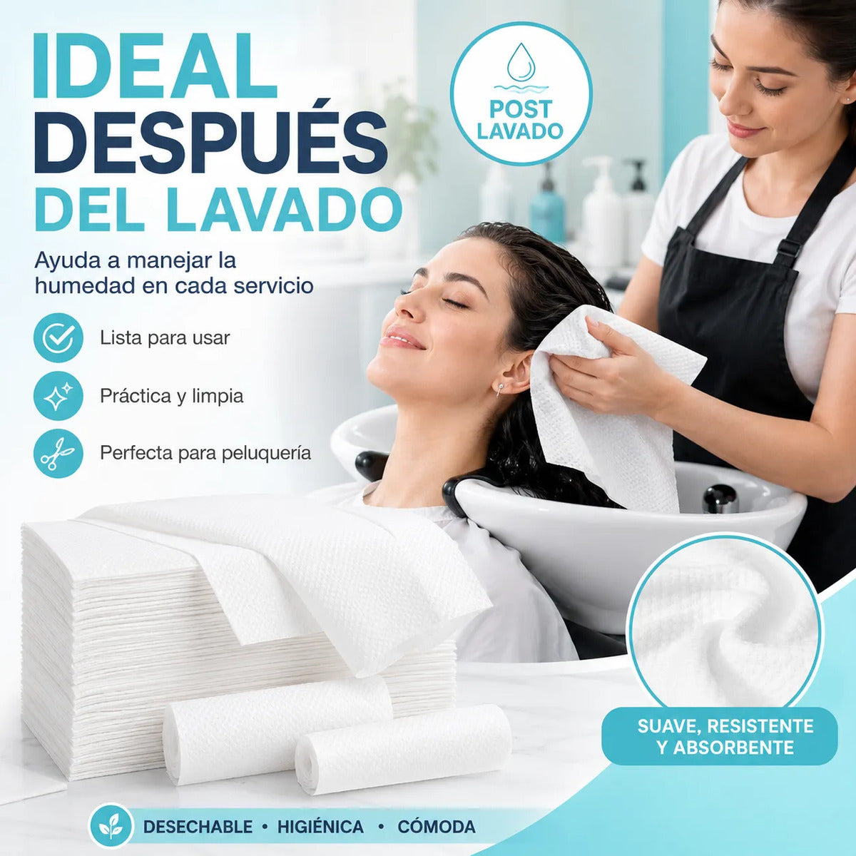 Pack 100 Toallas Desechables Para Cabello Uso Profesional
