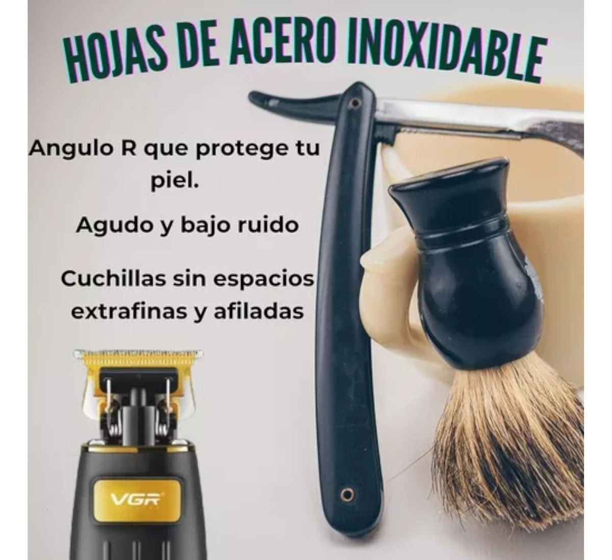 Combo VGR Profesional Clipper 003 + Trimmer 192 + Shaver 355 Barbería Completo