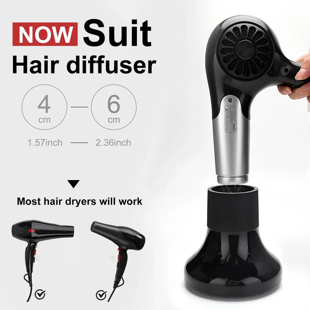 Difusor Universal Profesional para Secador de Pelo - Negro Anti-Frizz