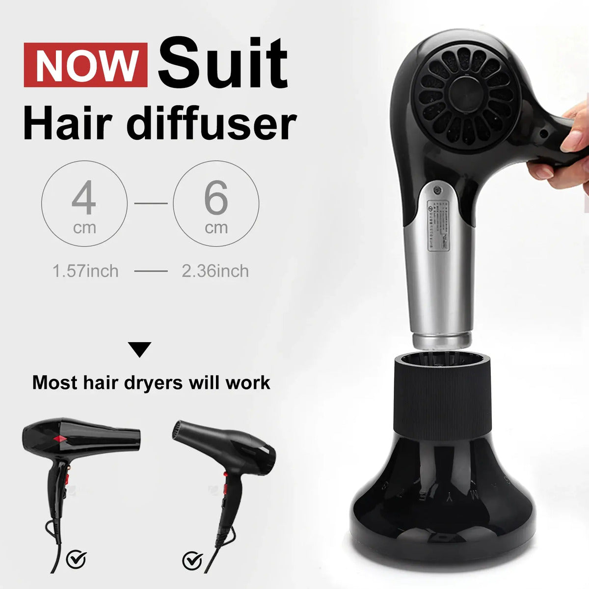 Difusor Universal Profesional para Secador de Pelo - Negro Anti-Frizz