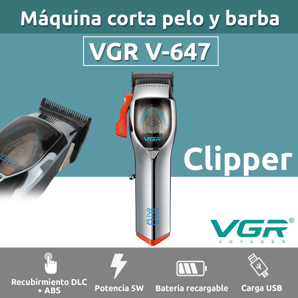 Máquina VGR V-647 Cortadora de Pelo Profesional Inalámbrica 9000 RPM