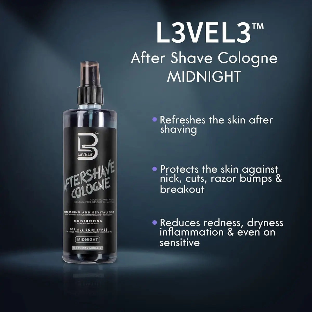 After Shave Colonia Level 3 Midnight - Loción Post Afeitado Profesional 400ml