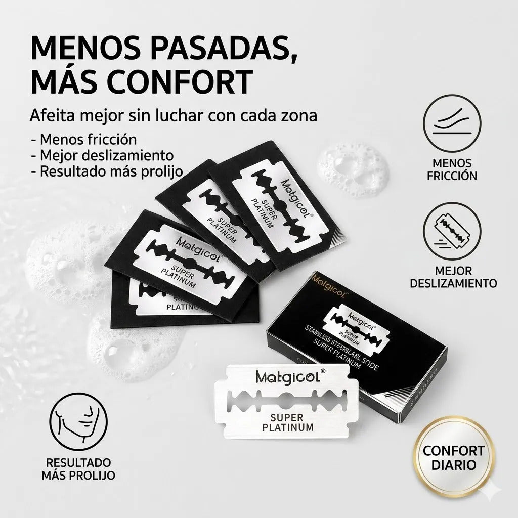 Cuchillas Afeitar Doble Filo Corte Limpio Acero Inoxidable