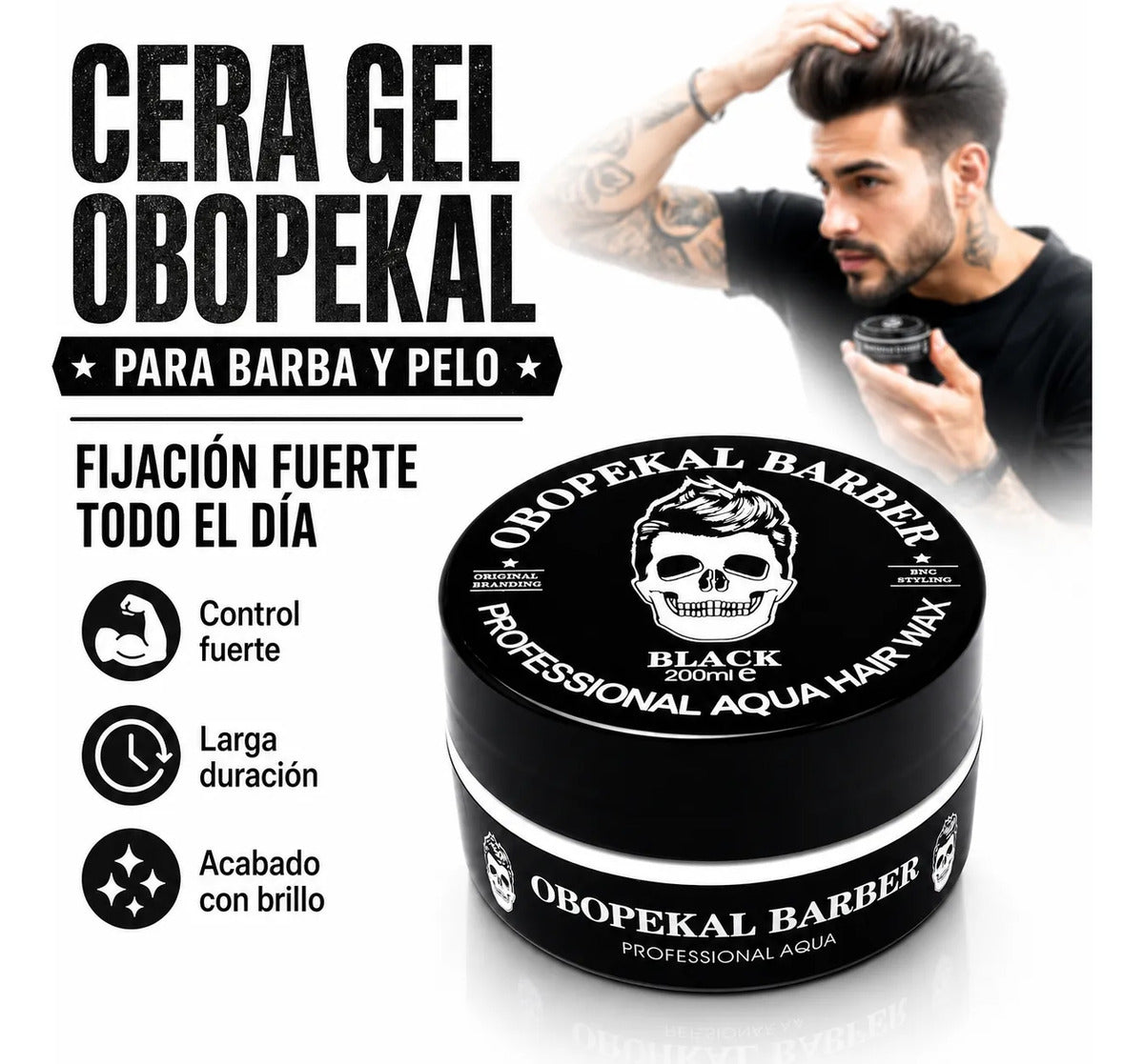 Cera Obopekal Para Barba Cabello Gel Pomada Capilar Barbería
