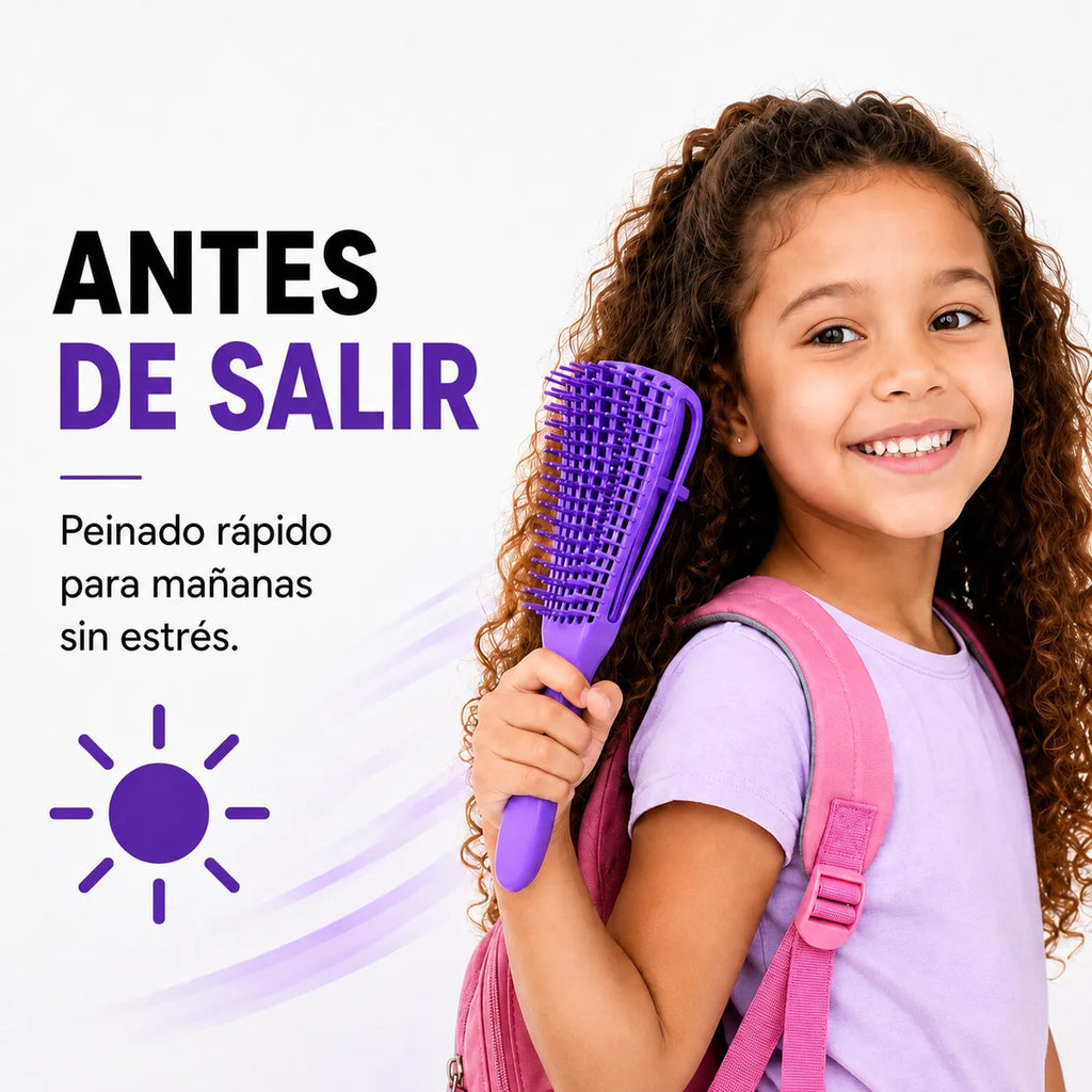 Cepillo  Cabello Rizado Desenreda Fácil Cerdas Violeta