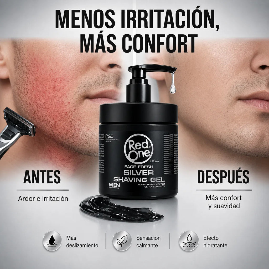 Gel Afeitar Red One Silver Hidratante  Piel Sensible 100ml