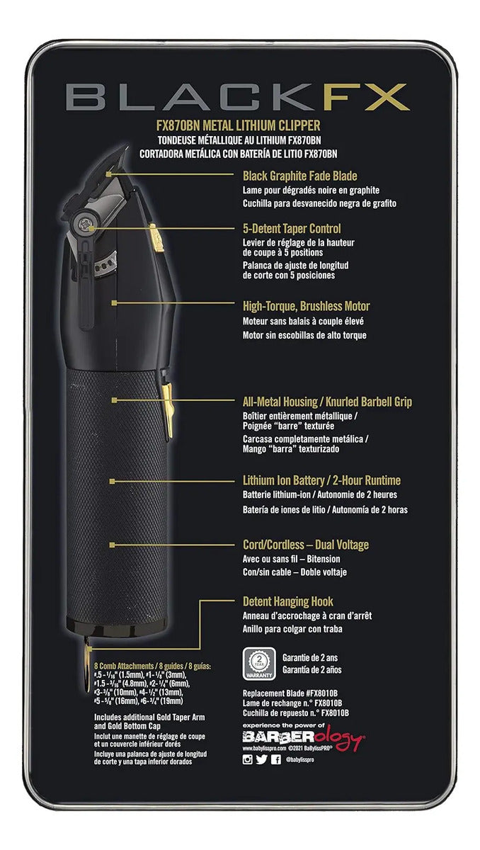 Máquina BabylissPRO Black FX8700BKE Clipper Profesional Negra