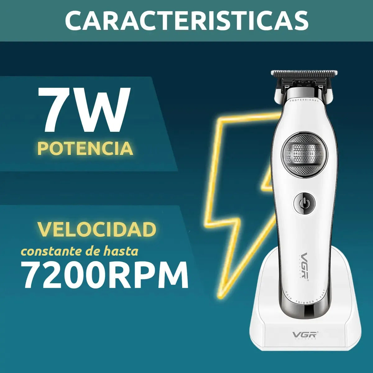 Maquina Corta Pelo Vgr V-880t Bldc 7200rpm Trimmer Patillera