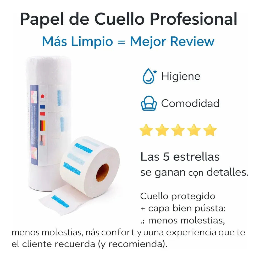Papel De Cuello Barbería Higiene Profesional Adhesivo 5 Unid