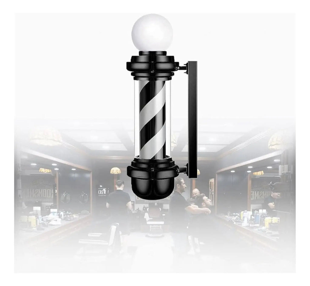 Poste de Barbería Profesional Giratorio 88cm - Luz LED Tricolor Clásica