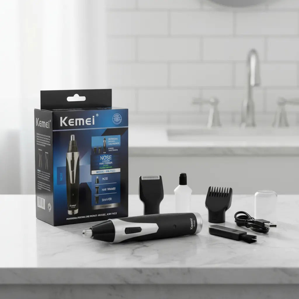 Trimmer Recargable Kemei 3 en 1 KM-6651: Cortadora de Nariz, Cejas y Patillas