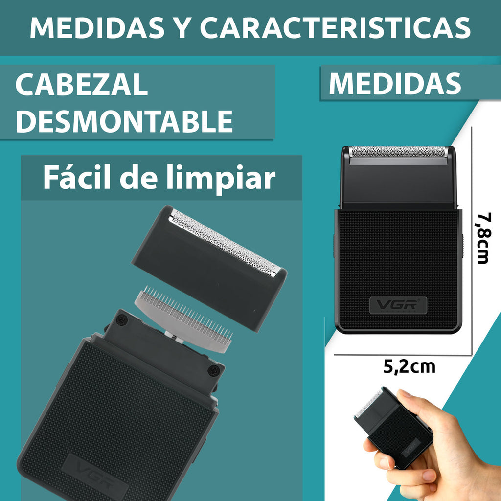 Máquina Rasuradora Inalámbrica VGR V-376 Profesional Recargable Negra