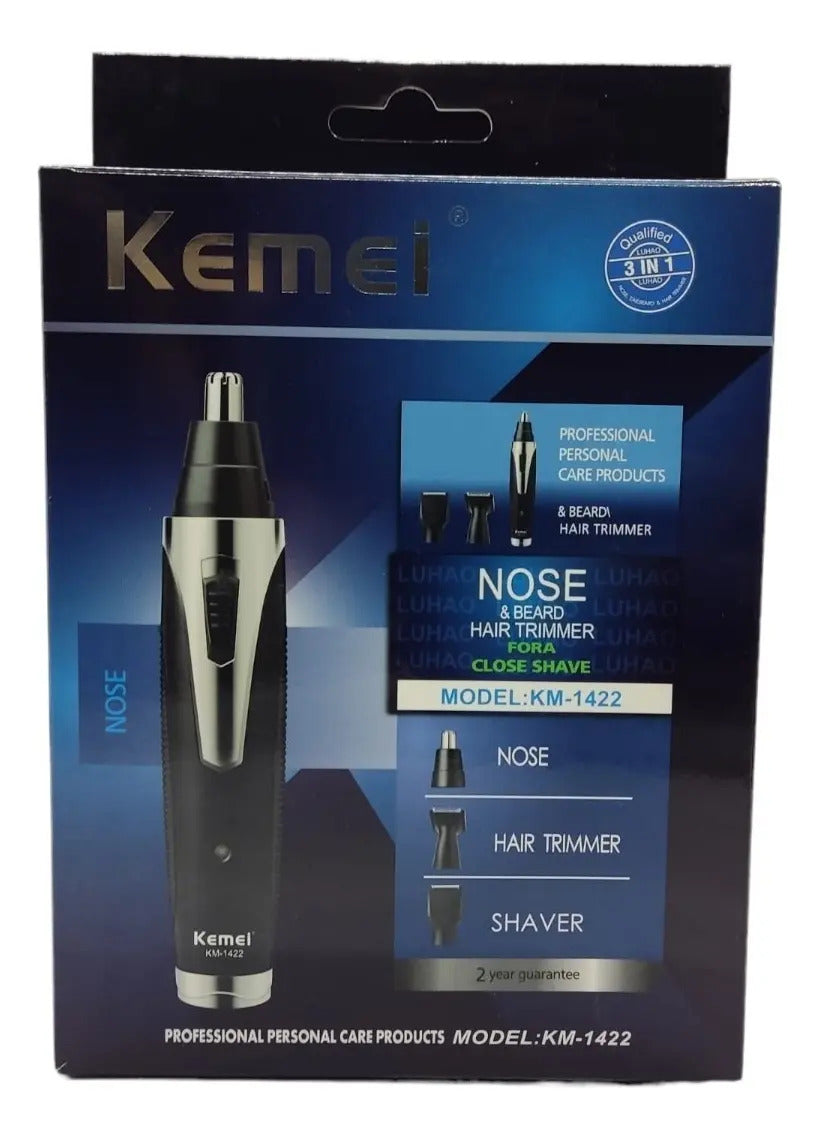 Kemei KM-1422 - Cortadora Vello 3 en 1 Nariz, Oído y Patillas