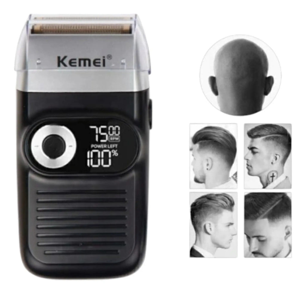 Kit Barbería Profesional Kemei: Clipper 1986 + Trimmer i32 + Shaver 2026 Gold