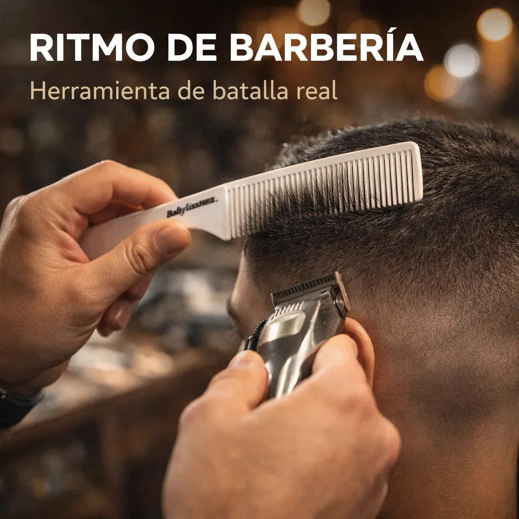 Peineta Profesional Barbero Resistente Uso Diario Blanca
