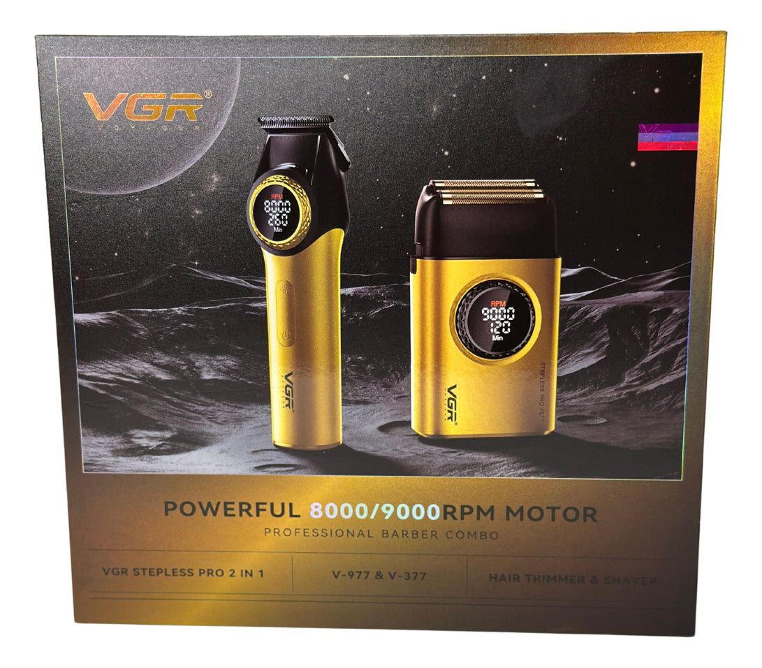Combo VGR Trimmer V977 + Shaver 377 Afeitadora Profesional
