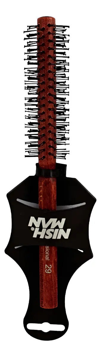 Cepillo Redondo de Madera Nishman Hair Brush 29 - Profesional para Secado y Modelado
