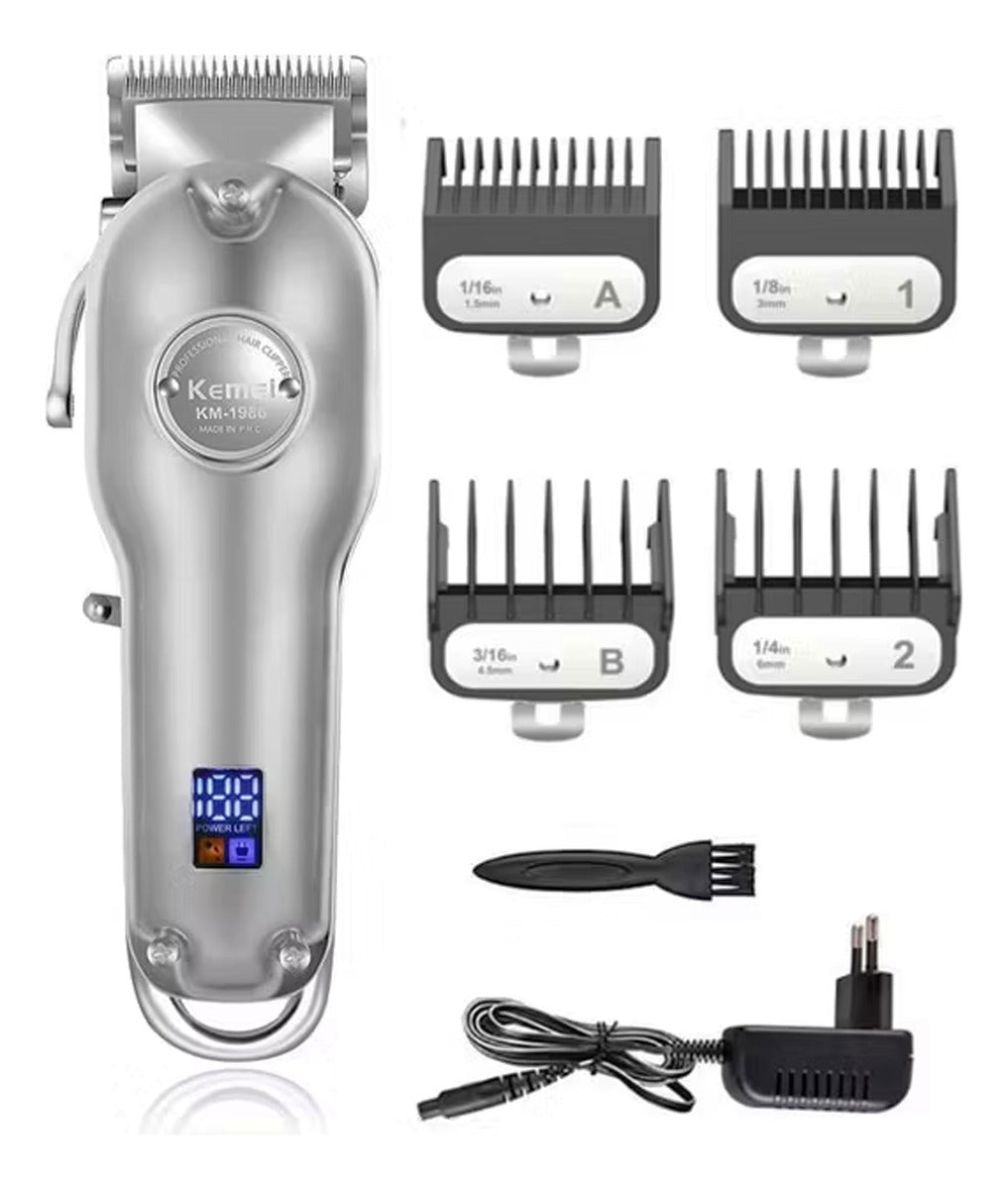 Kit de Barbería Profesional Kemei: Clipper 1986 + Trimmer i32S + Shaver TX1