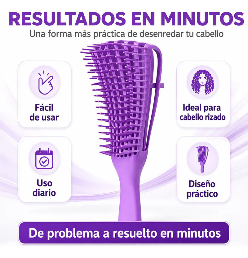 Cepillo  Cabello Rizado Desenreda Fácil Cerdas Lila