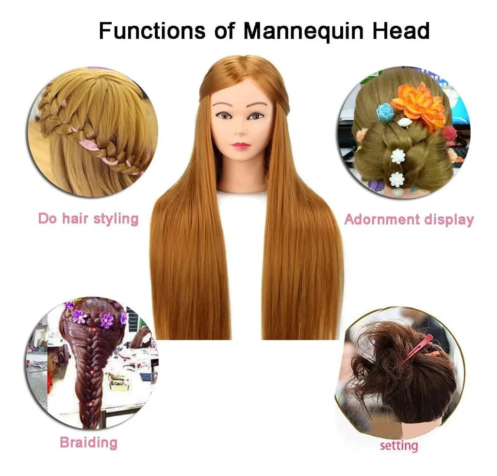 Cabeza de Práctica Profesional 60 cm - Maniquí de Peluquería con Soporte