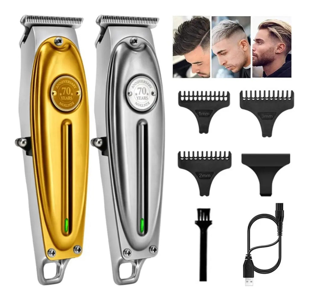 Trimmer Profesional Kemei KM-1949 Edición 70 Años: Patillera Metálica de Precisión