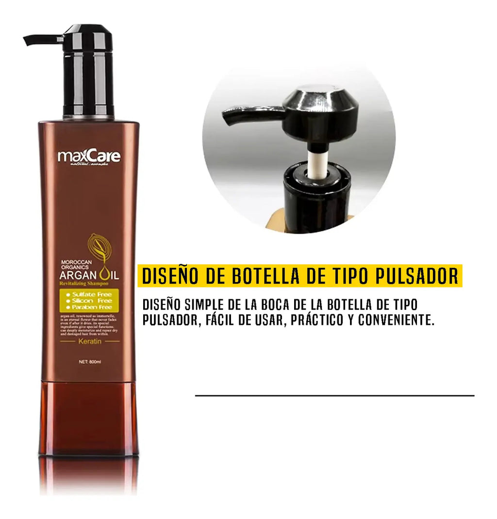 Pack Max Care Argán Oil Profesional - Shampoo y Acondicionador 800ml Sin Sulfatos