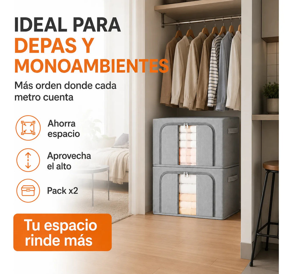 2 Caja Organizadora Plegable Closet Espacio 100l