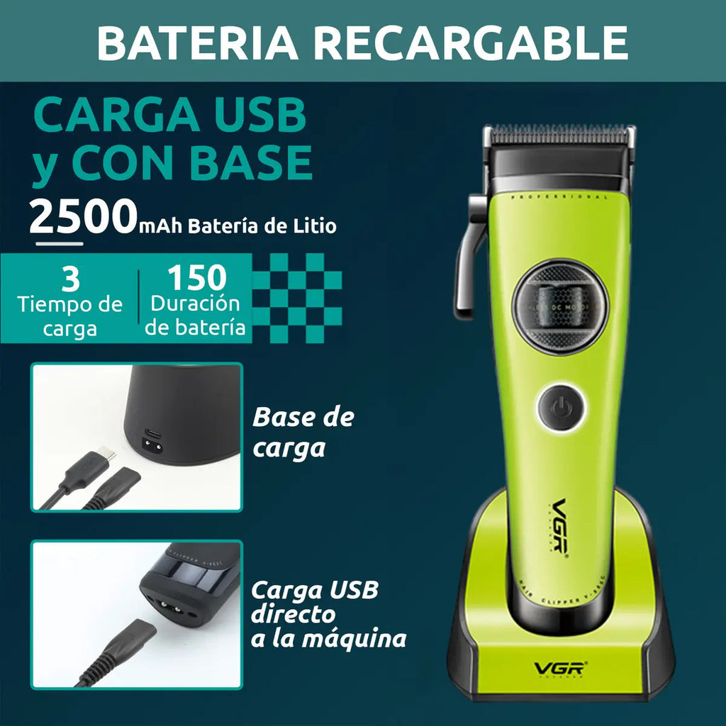 Máquina VGR V-880C Clipper Profesional 7200 RPM Motor BLDC Cerámica