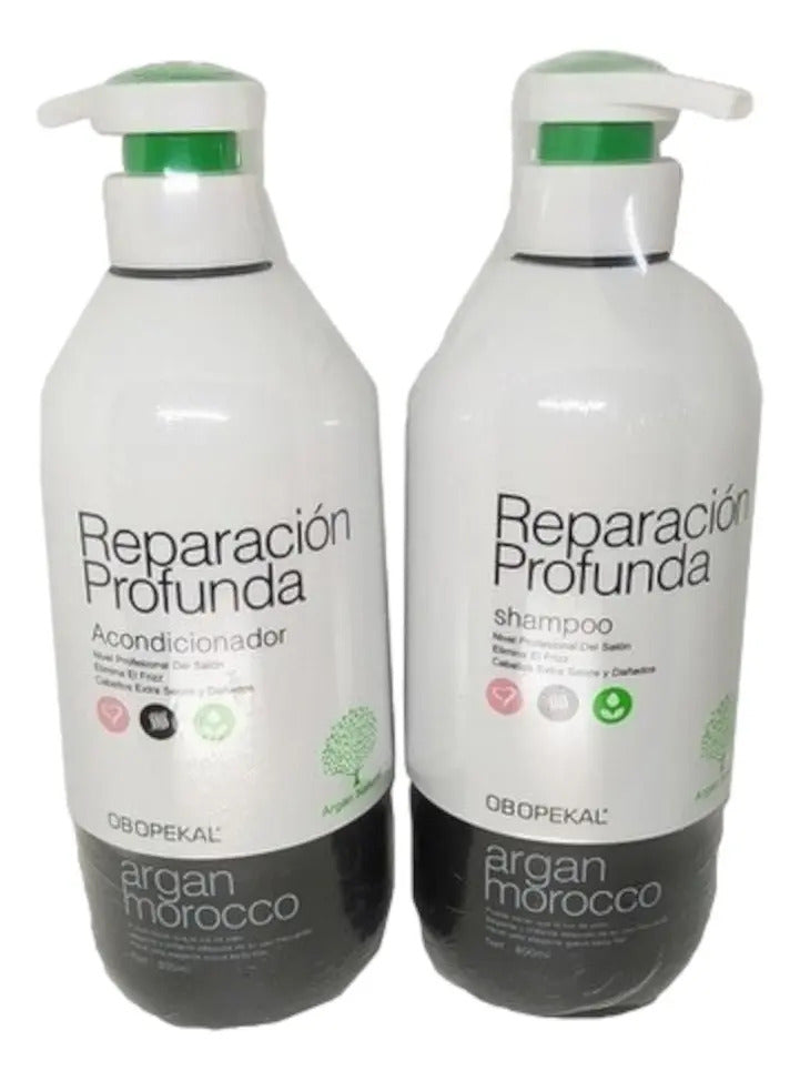 Kit Obopeckal Argan Reparación Total - Shampoo, Acondicionador y Crema