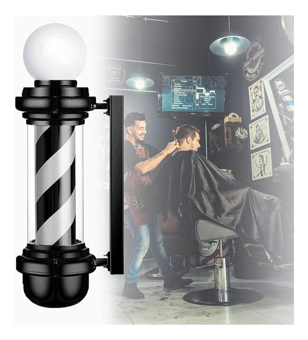 Poste de Barbería Profesional 88cm - Luz LED Giratoria Tricolor Clásica