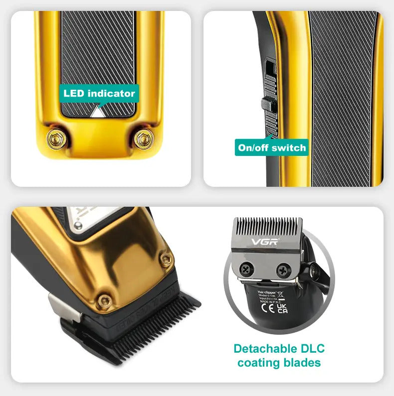 Máquina VGR V-135 Cortapelo y Afeitadora Profesional Recargable Portátil