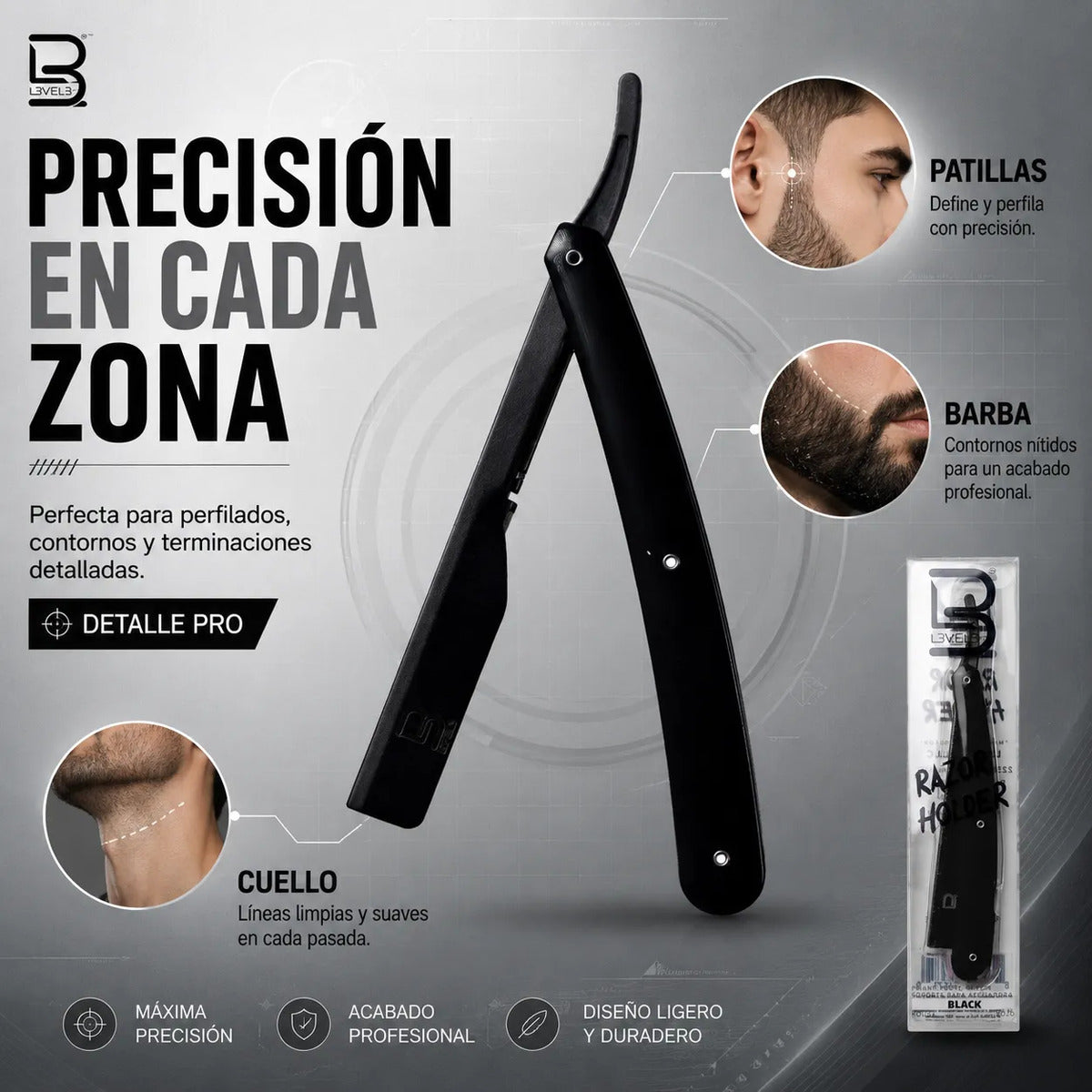 Navaja De Afeitar Mayor Control Precisión Level3 Profesional
