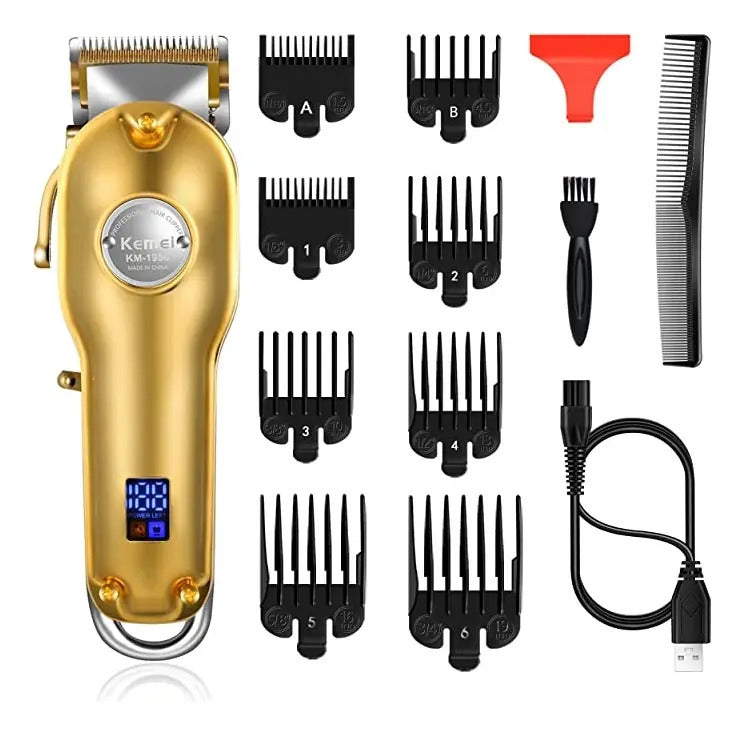 Pack Gold Profesional Kemei: Set 3 Máquinas Clipper 1986 + Trimmer 1949 + Shaver 2028