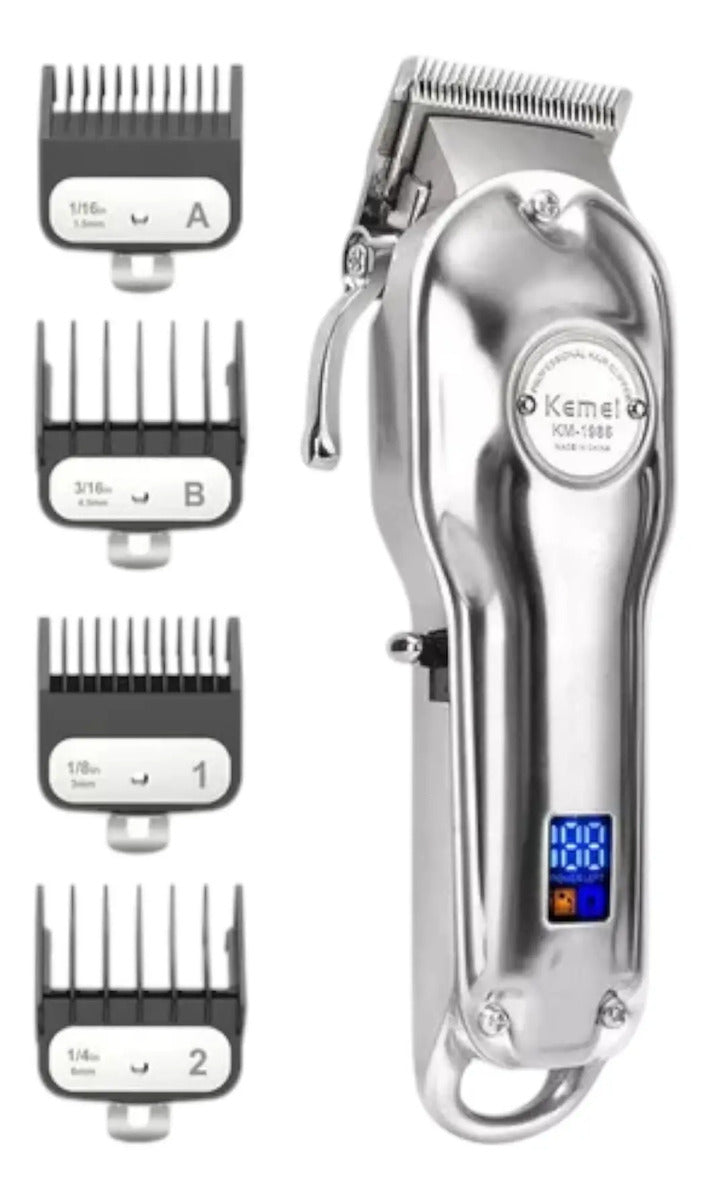 Kit Barbería Profesional Kemei: Clipper 1986 + Trimmer i32 + Shaver 2026 Gold
