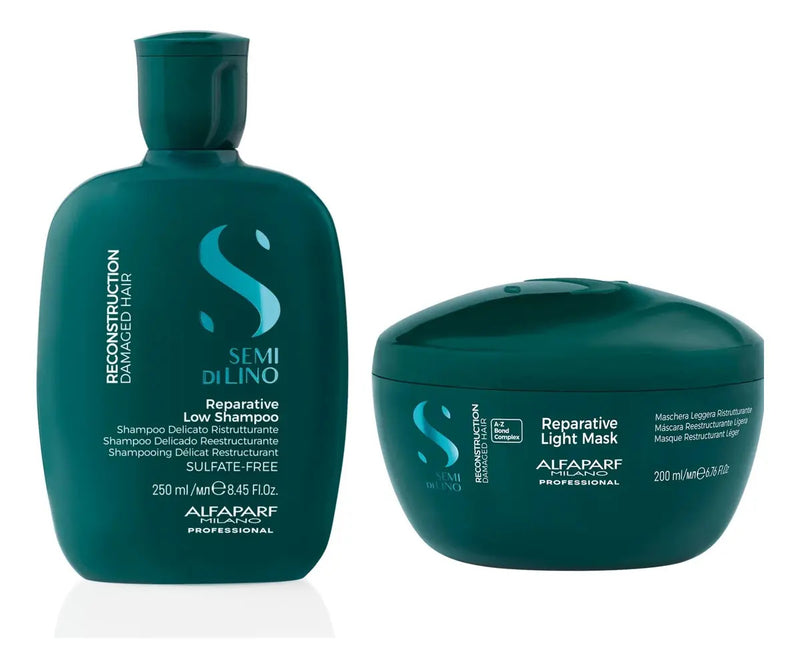 Pack Alfaparf Milano Semi Di Lino Reconstruction - Shampoo y Máscara para Cabello Dañado