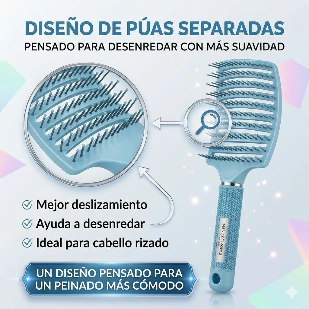 Cepillo  Cabello Rizado Desenreda Fácil Cerdas Azul