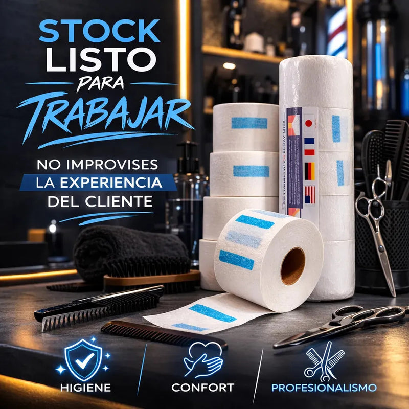 Papel De Cuello Barbería Higiene Profesional Adhesivo 5 Unid