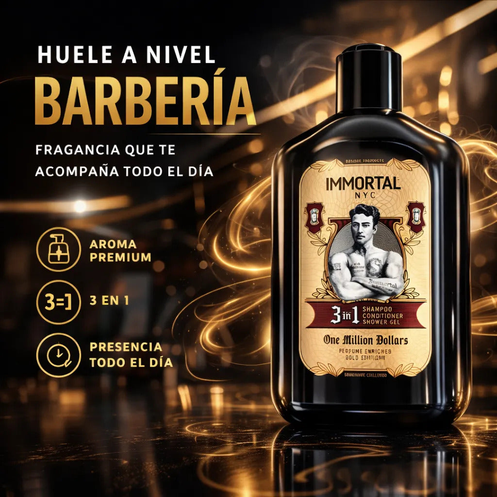 Shampoo 3 En 1 Hombre Fragancia Duradera Immortal 500 Ml